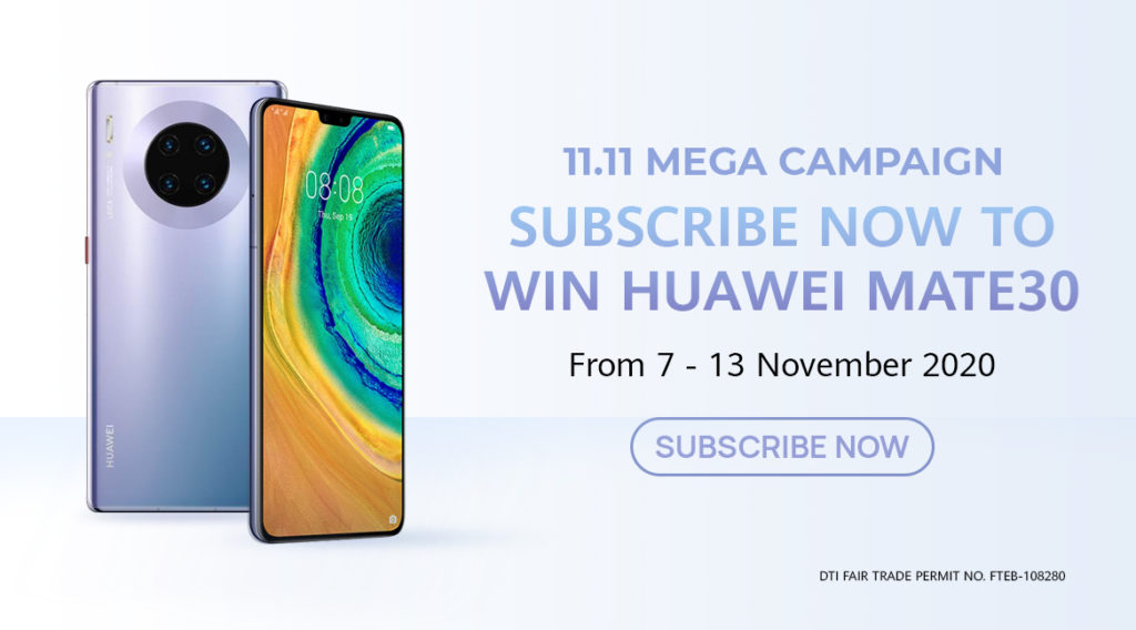 Huawei outs Online Store 11.11 Mega Campaign offers 88 Subscribe Win Mate30