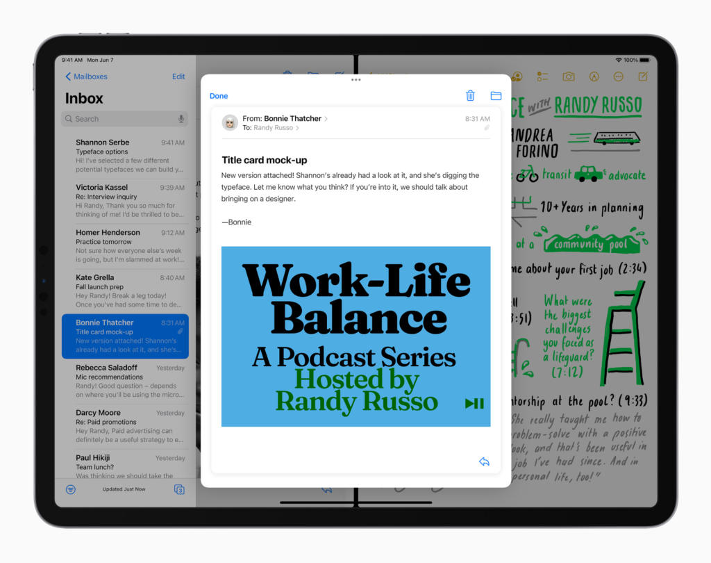WWDC2021: Apple announces iPadOS 15 with new features in tow 87 Apple iPadPro iPadOS15 mail notes multitasking splitview 060721