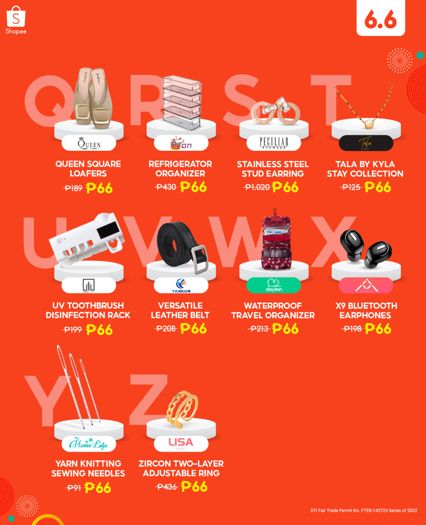 All the PHP 66 deals you can find on Shopee's 6.6 Sale, from A-Z 89 Q Z InArticle KV