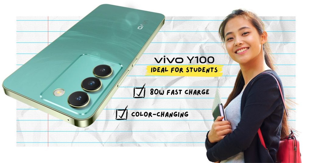 Why color-changing vivo Y100's 80W fast charge is ideal for students 87 vivo Y100 for students