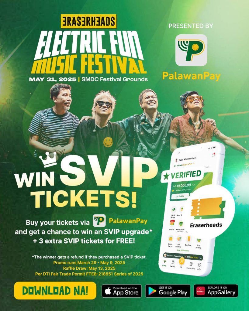 PalawanPay Offers Early Access and Discounts for Eraserheads Concert Tickets 88 Grab Early Bird Tickets for Eraserheads Electric Fun Music Festival — Hassle Free with PalawanPay 2 1