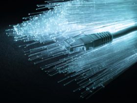 blue optic fiber with ethernet cable