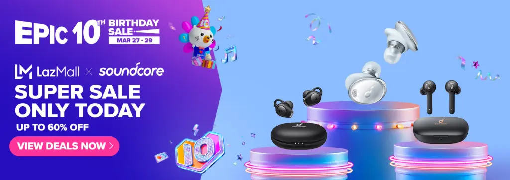 Up to 60% discount on Anker Soundcore at the Lazada Epic 10th Birthday Sale 85 Soundcore goes on sale up to 60 discount at the Lazada Birthday Sale