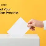 Interactive precinct finder tool for the 2025 elections with search bar and location map.