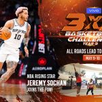 : "Three basketballs on a court with a blurred background, focusing on the balls.