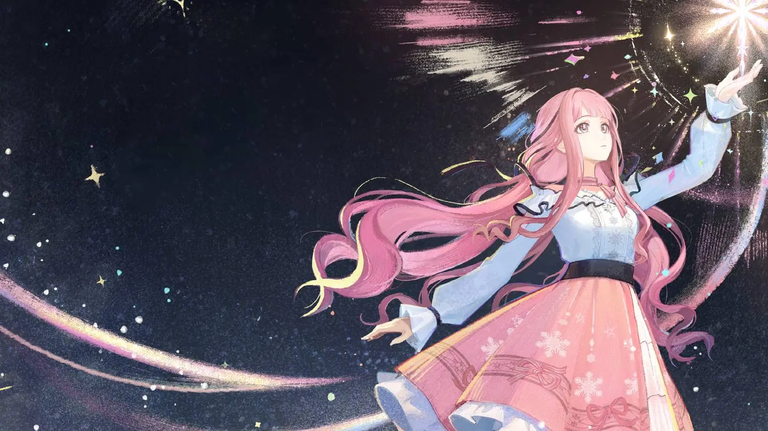 Infinity Nikki Version 1.5: Bubble Season now live with new multiplayer zone, Sea of Stars outfit, and co-op challenges 87 (max 125 characters):** *"A futuristic digital interface with glowing blue and purple circuit-like patterns on a dark background.