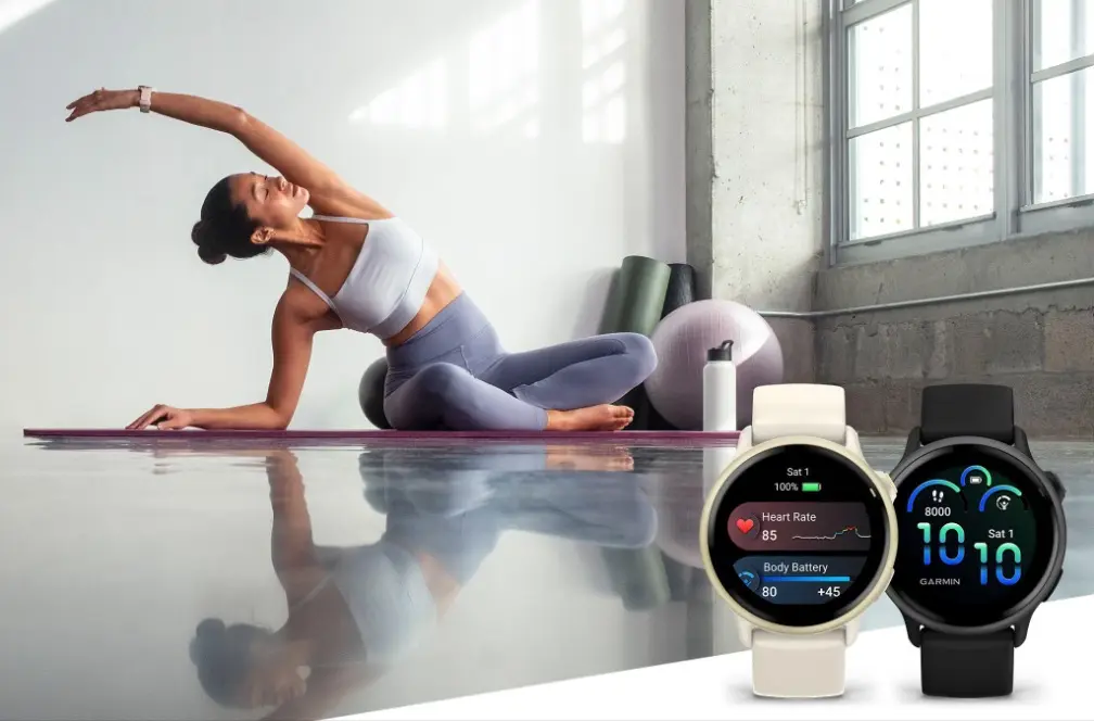 : "Vivoactive 6 smartwatch with sleek design and touchscreen display.