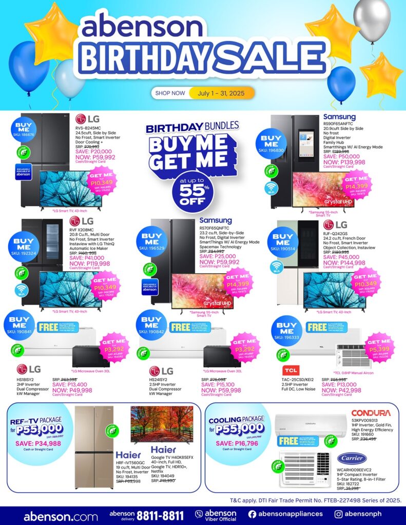 SALE ALERT: Great discounts, freebies await at Abenson's 55th Birthday Sale 93 BDS • Birthday Bash eFlyer Final 1 copy