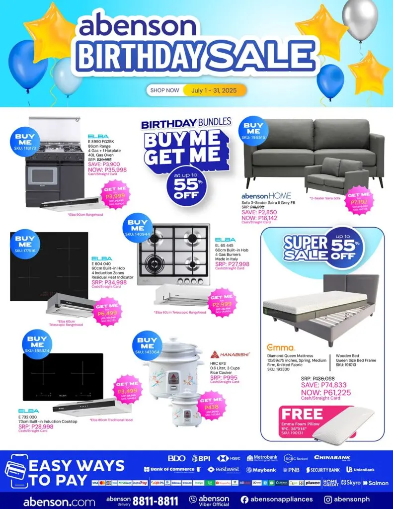 SALE ALERT: Great discounts, freebies await at Abenson's 55th Birthday Sale 92 BDS • Birthday Bash eFlyer Final 2 copy