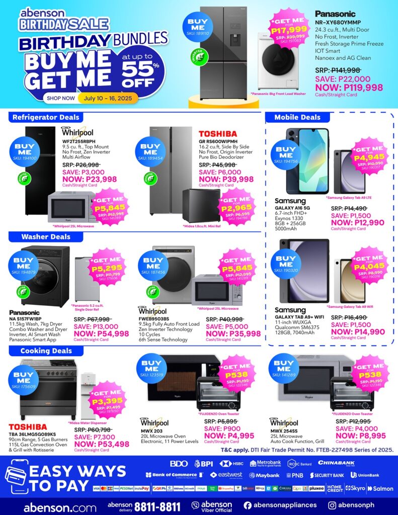 SALE ALERT: Great discounts, freebies await at Abenson's 55th Birthday Sale 95 Buy Me Get Me At Up To 55 Off July 10 16