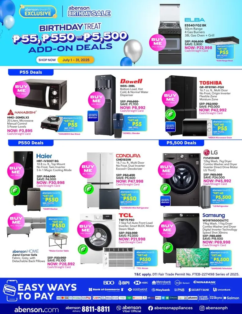 SALE ALERT: Great discounts, freebies await at Abenson's 55th Birthday Sale 87 Home Essentials Add On P55 P550 P5500 Deals July 1 31