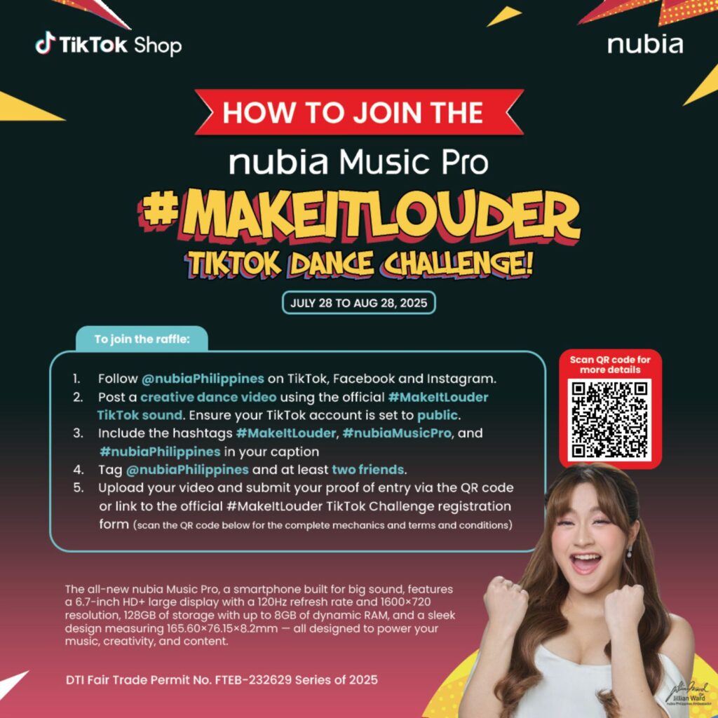 nubia Music Pro launches on TikTok with #MakeItLouder Dance Challenge; over PHP 200K in prizes up for grabs 89 How To Join the nubia Music Pro Make It Louder