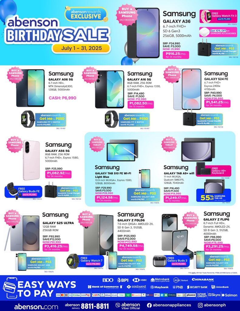 SALE ALERT: Great discounts, freebies await at Abenson's 55th Birthday Sale 91 Mobile Add On P55 P550 P5500 Deals July 1 31
