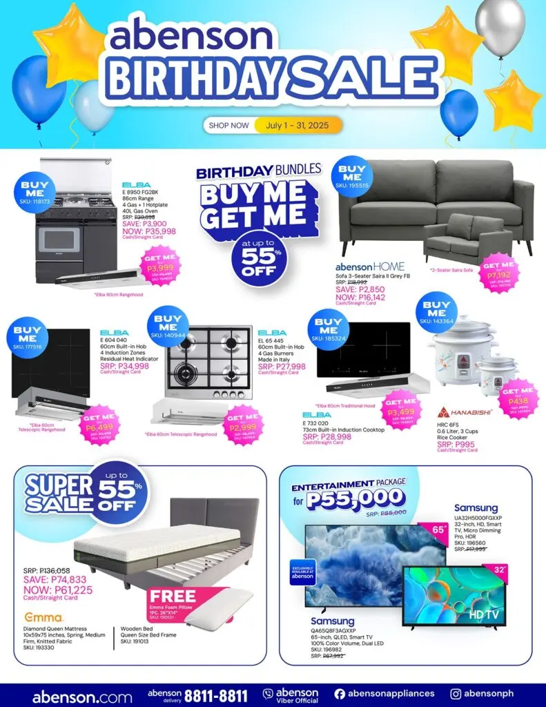 SALE ALERT: Great discounts, freebies await at Abenson's 55th Birthday Sale 95 Multi category Promo Offers 2 July 1 31