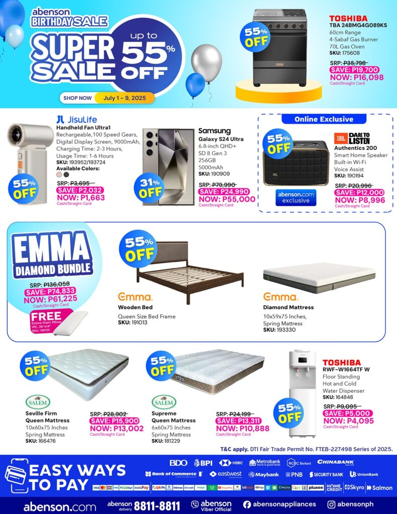 SALE ALERT: Great discounts, freebies await at Abenson's 55th Birthday Sale 98 Super Sale at 55 off July 1 9