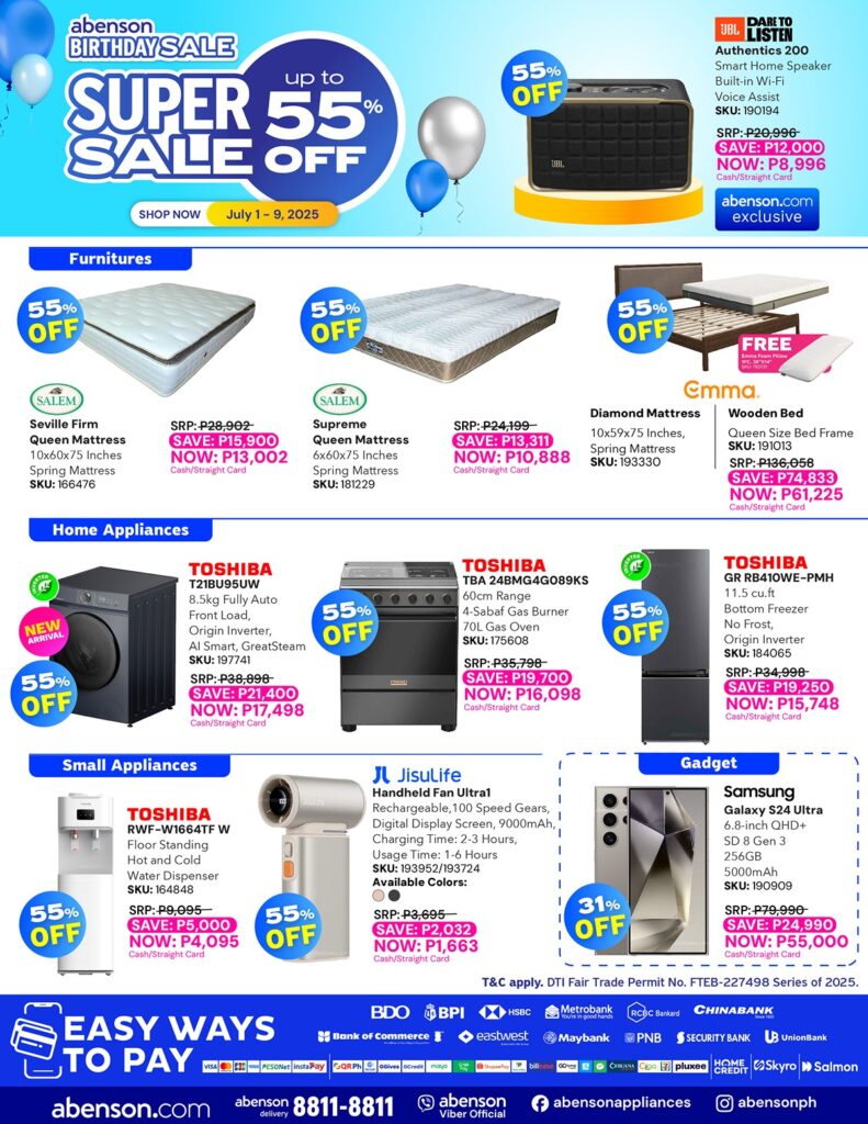 SALE ALERT: Great discounts, freebies await at Abenson's 55th Birthday Sale 99 Week 1 Super Sale Eflyer