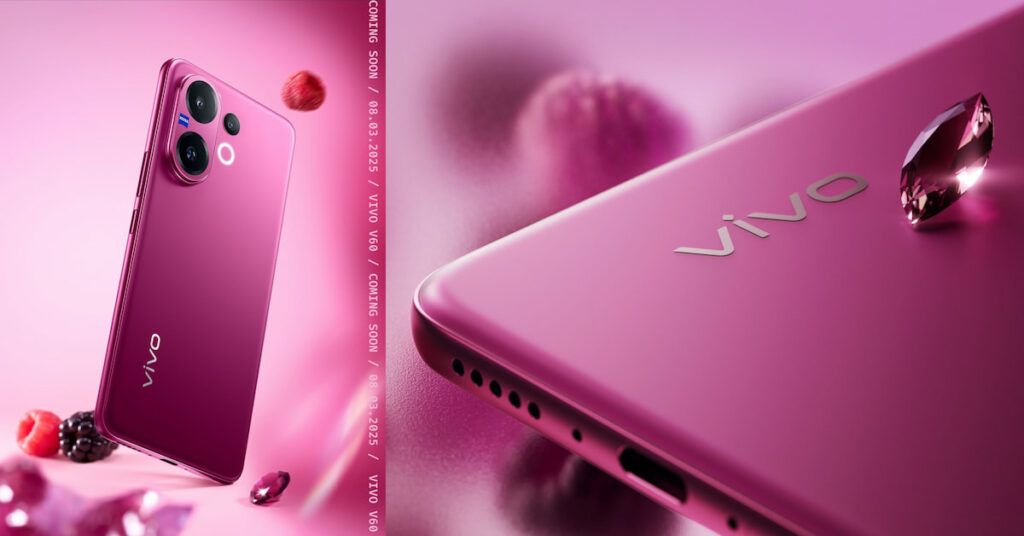 Bold and bright: vivo V60 in Berry Purple drops Sep 3 87 vivo V60 Teaser 2 1