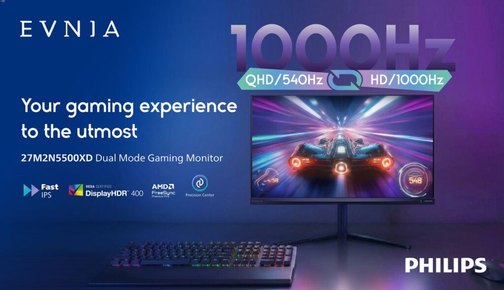 PHILIPS EVNIA Unleashes the 27M2N5500XD, World's First 1000Hz Dual-Mode Gaming Monitor 87 27M2N5500XD PR Image 2