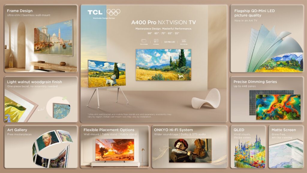 TCL launches A400 lifestyle TV series in the Philippines 87 The A400 Pro is equipped with an anti reflection Matte HVA Panel that eliminates distracting glare and comes with a wooden frame