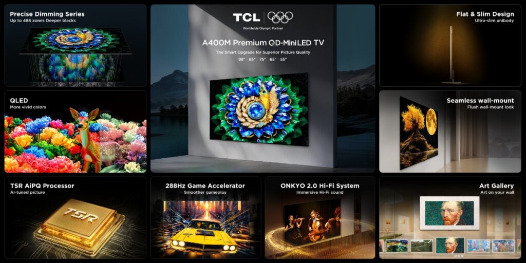 TCL launches A400 lifestyle TV series in the Philippines 86 The A400M features a traditional high contrast HVA Panel and comes with black frame